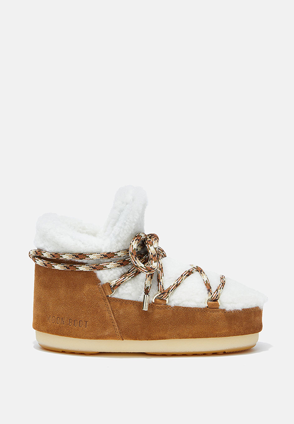 BUTY ZIMOWE PUMPS SHEARLING BIAŁO-BRĄZOWE