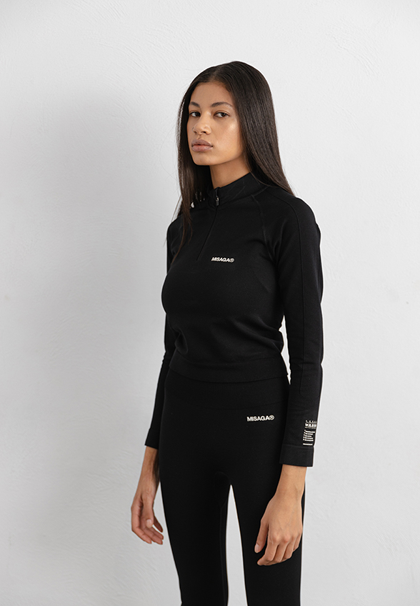 LONGSLEEVE Z ZAMKIEM CZARNY