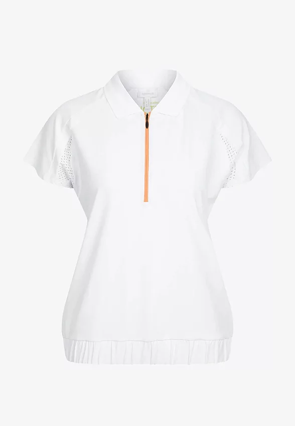 T-SHIRT POLO Z ELASTYCZNYM PASEM BIAŁY