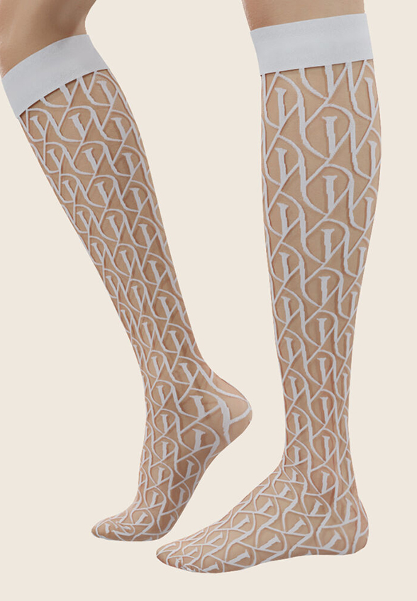 SKARPETKI W LACE KNEE-HIGH BIAŁE