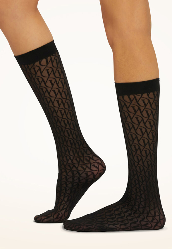 SKARPETKI W LACE KNEE-HIGH CZARNE