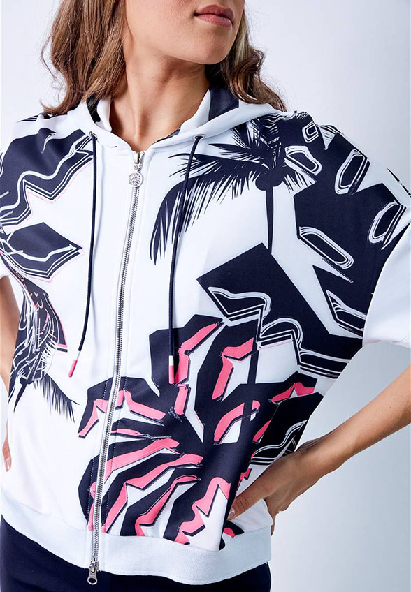 BLUZA SPORTOWA KRÓTKA BIAŁO-GRANATOWA