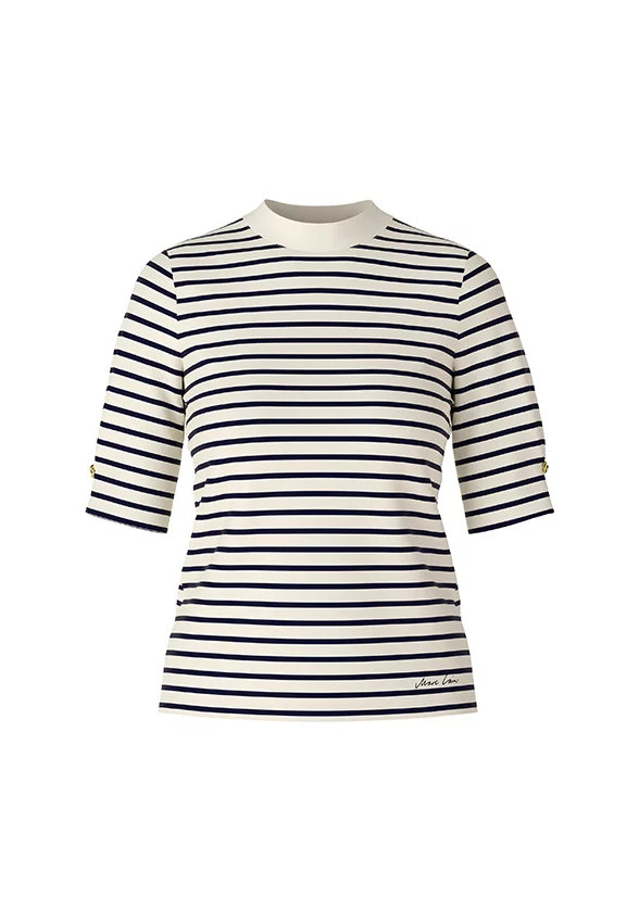 T-SHIRT W PASKI BIAŁY