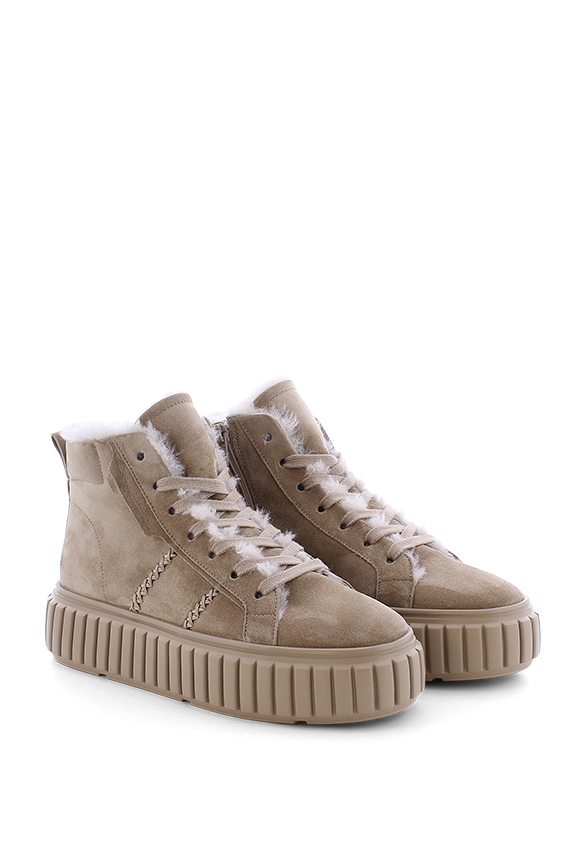SNEAKERSY ZAP Z WYSOKĄ CHOLEWKĄ ORZECHOWE