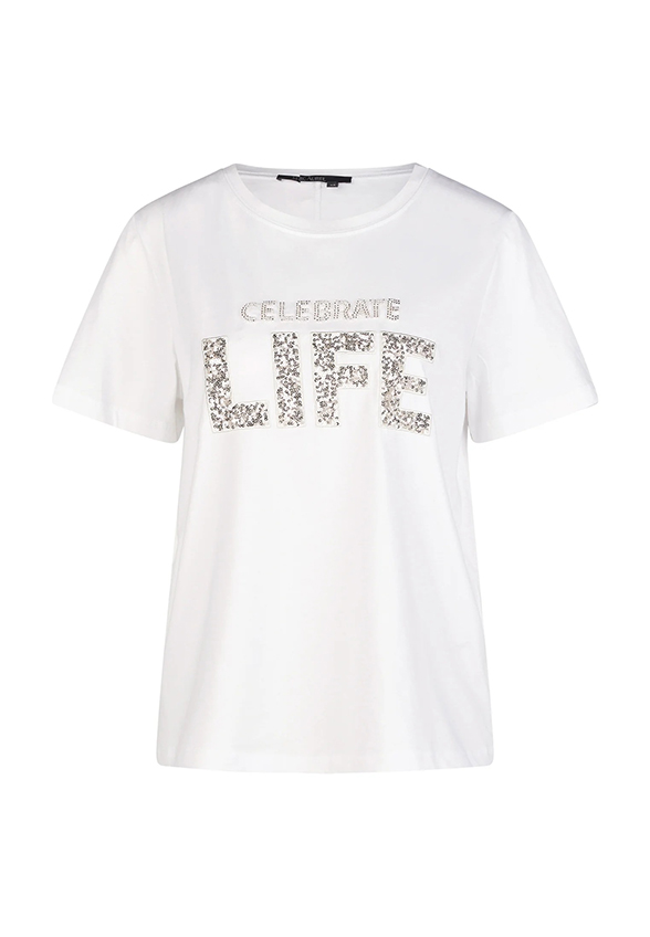 T-SHIRT Z OZDOBNĄ APLIKACJĄ BIAŁY
