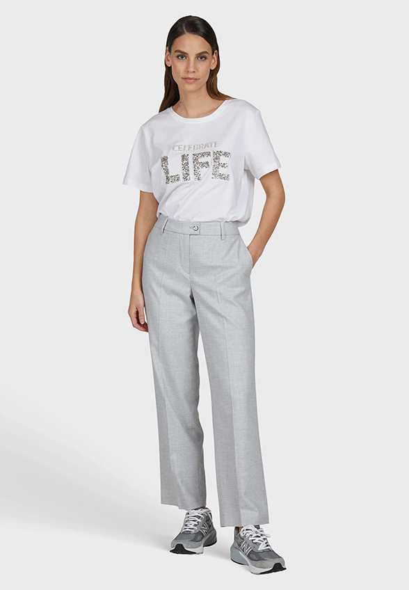 T-SHIRT Z OZDOBNĄ APLIKACJĄ BIAŁY