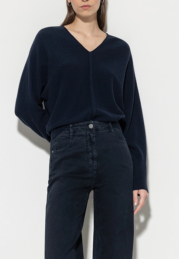 SWETER Z MIESZANKI KASZMIRU GRANATOWY