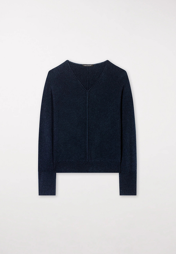 SWETER Z MIESZANKI KASZMIRU GRANATOWY