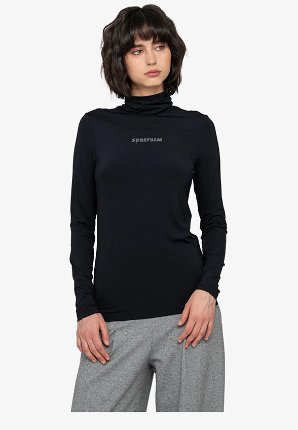 LONGSLEEVE Z GOLFEM I NAPISEM CZARNY