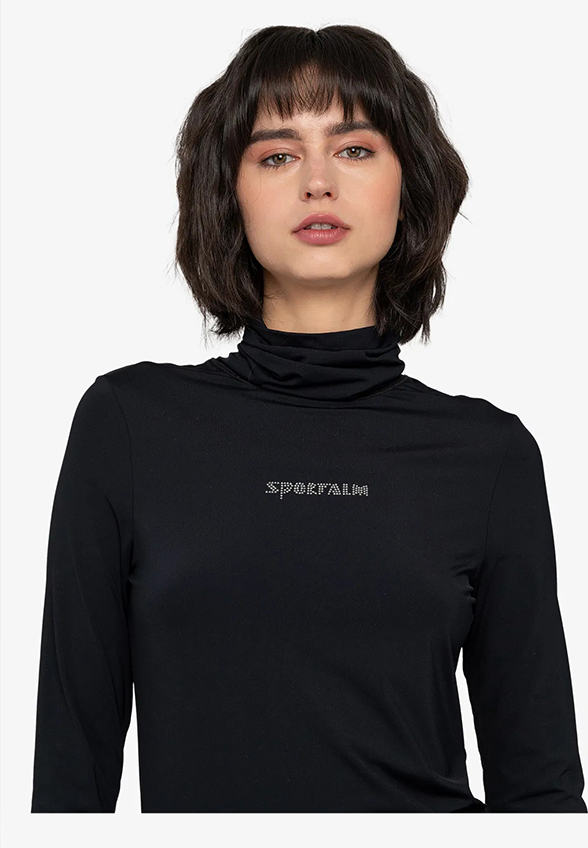LONGSLEEVE Z GOLFEM I NAPISEM CZARNY