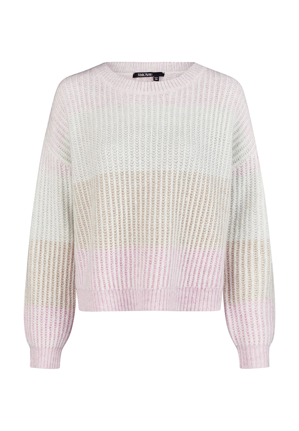 SWETER W PASY OMBRE SUBTELNY RÓŻ