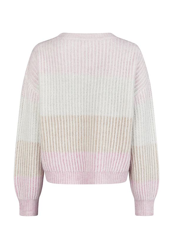 SWETER W PASY OMBRE SUBTELNY RÓŻ