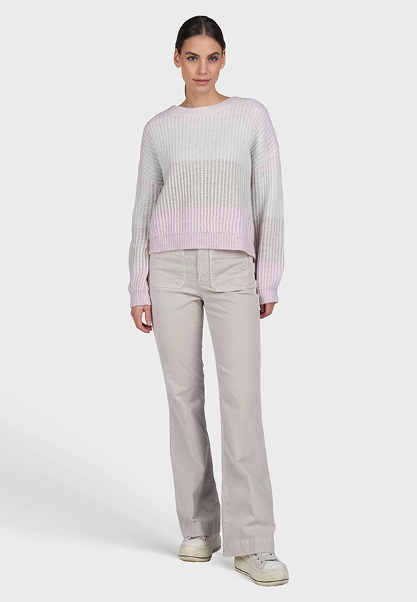 SWETER W PASY OMBRE SUBTELNY RÓŻ