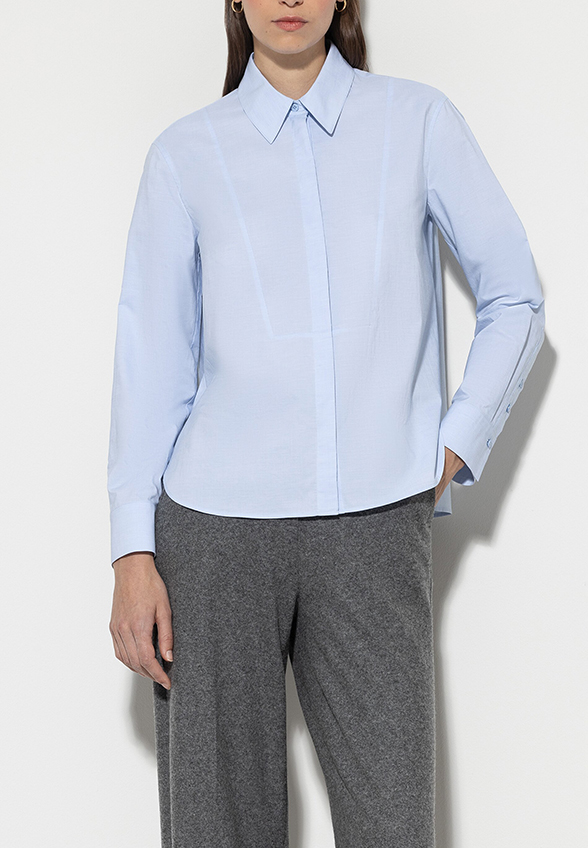 KOSZULA Z BAWEŁNY CHAMBRAY BŁĘKITNA