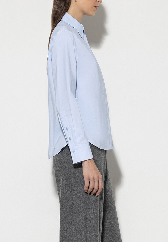 KOSZULA Z BAWEŁNY CHAMBRAY BŁĘKITNA