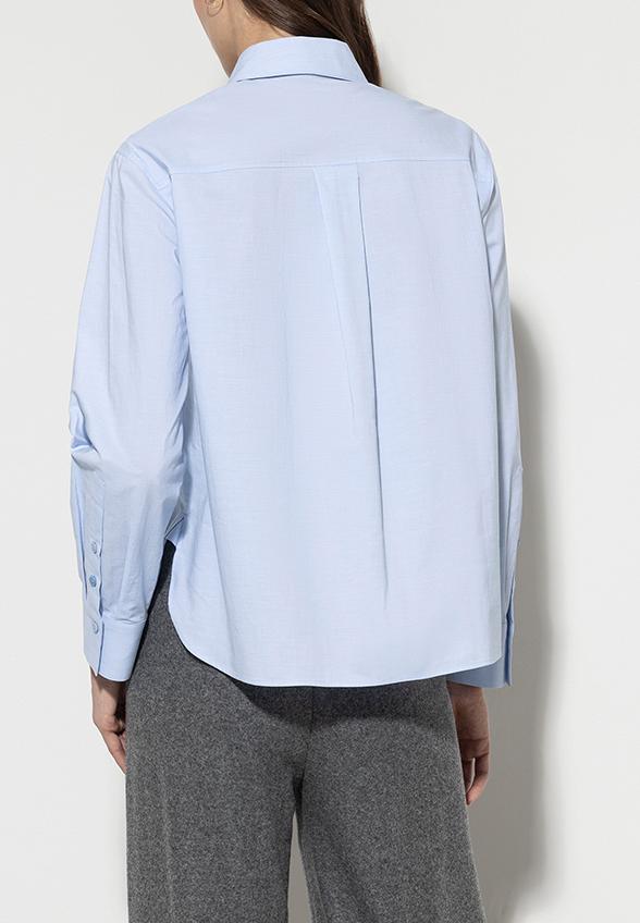 KOSZULA Z BAWEŁNY CHAMBRAY BŁĘKITNA