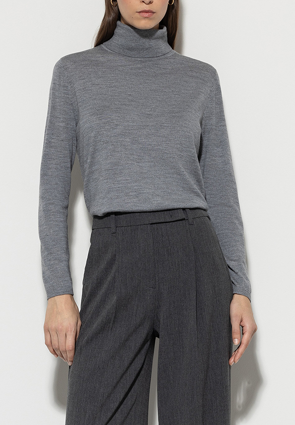 SWETER JEDWABNY Z GOLFEM SZARY