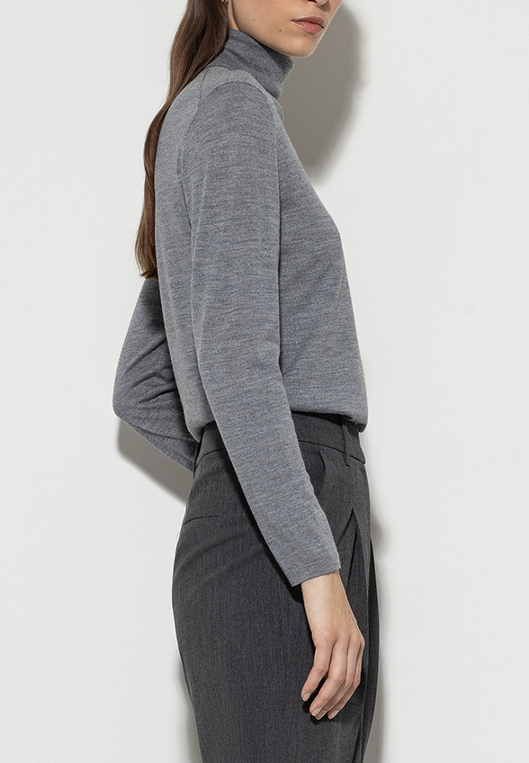 SWETER JEDWABNY Z GOLFEM SZARY