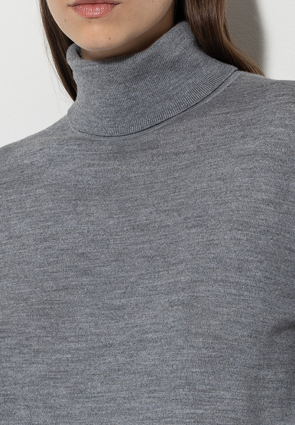 SWETER JEDWABNY Z GOLFEM SZARY