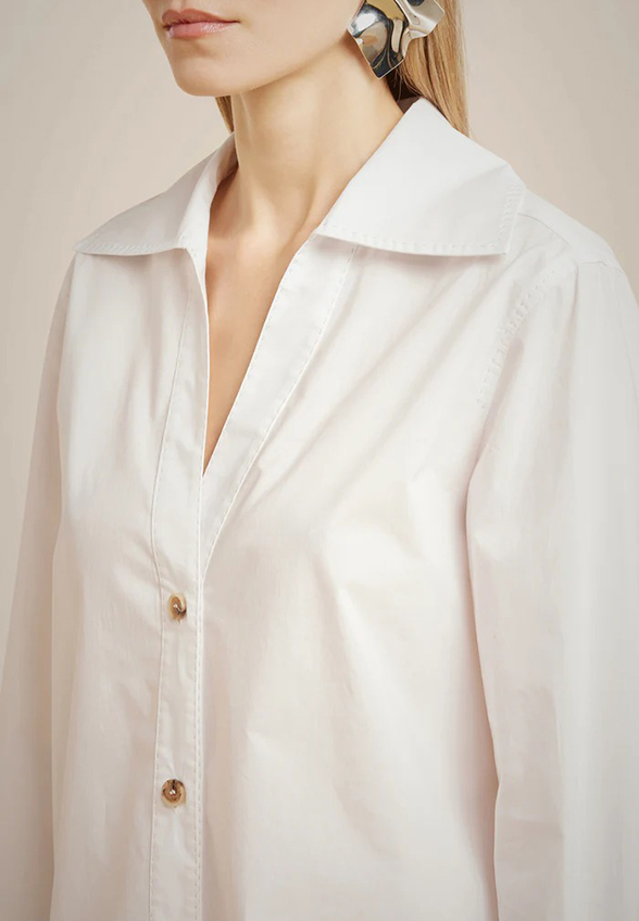 KOSZULA BAWEŁNIANA V-NECK BIAŁA