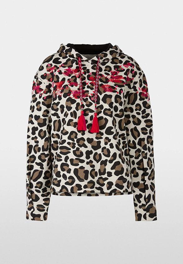 BLUZA Z NADRUKIEM W PANTERKĘ BEŻOWA