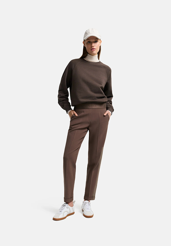 SPODNIE CYGARETKI KIM CARROT-FIT CROPPED BRĄZOWE