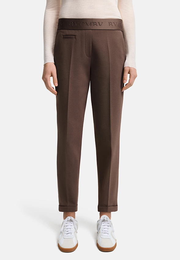 SPODNIE CYGARETKI KIM CARROT-FIT CROPPED BRĄZOWE