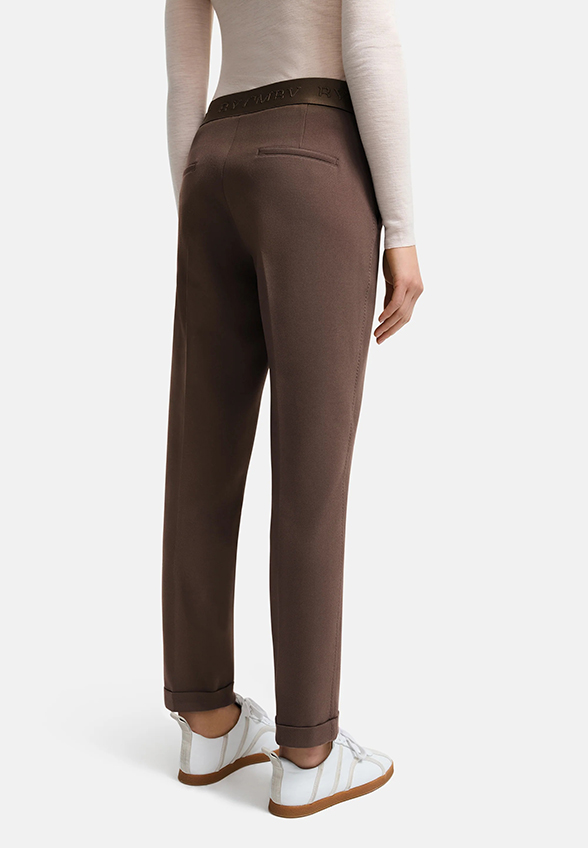 SPODNIE CYGARETKI KIM CARROT-FIT CROPPED BRĄZOWE