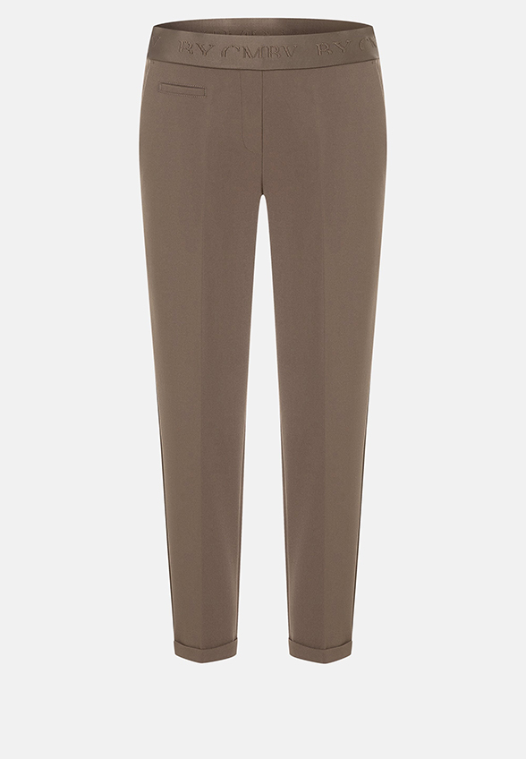 SPODNIE CYGARETKI KIM CARROT-FIT CROPPED BRĄZOWE