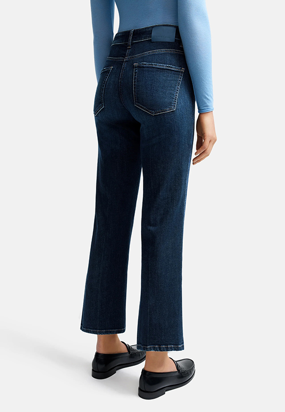 SPODNIE JEANSOWE FRANCESCA FLARED FIT CROPPED CIEMNO-NIEBIESKIE
