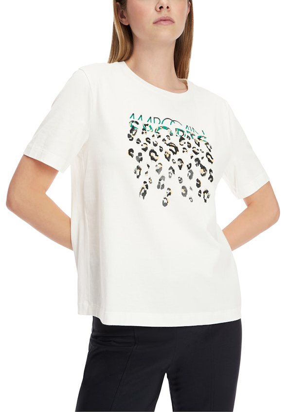 T-SHIRT Z CZYSTEJ BAWEŁNY Z NADRUKIEM BIAŁY