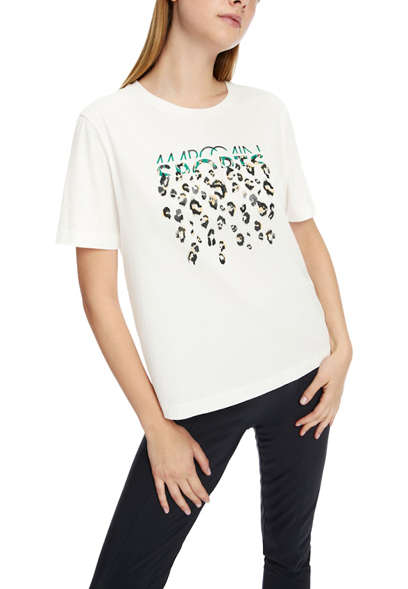 T-SHIRT Z CZYSTEJ BAWEŁNY Z NADRUKIEM BIAŁY