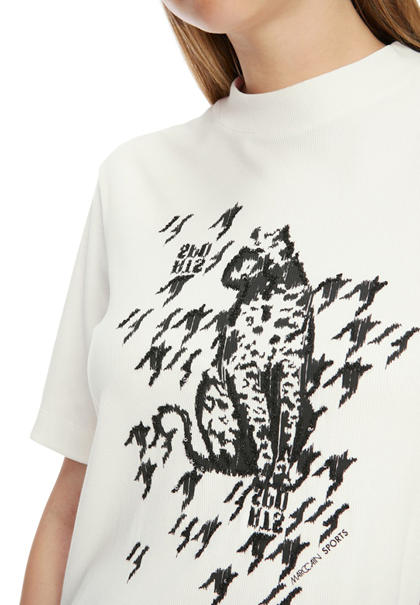 T-SHIRT Z APLIKACJĄ LEO BIAŁY