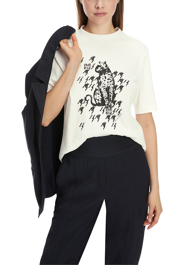T-SHIRT Z APLIKACJĄ LEO BIAŁY