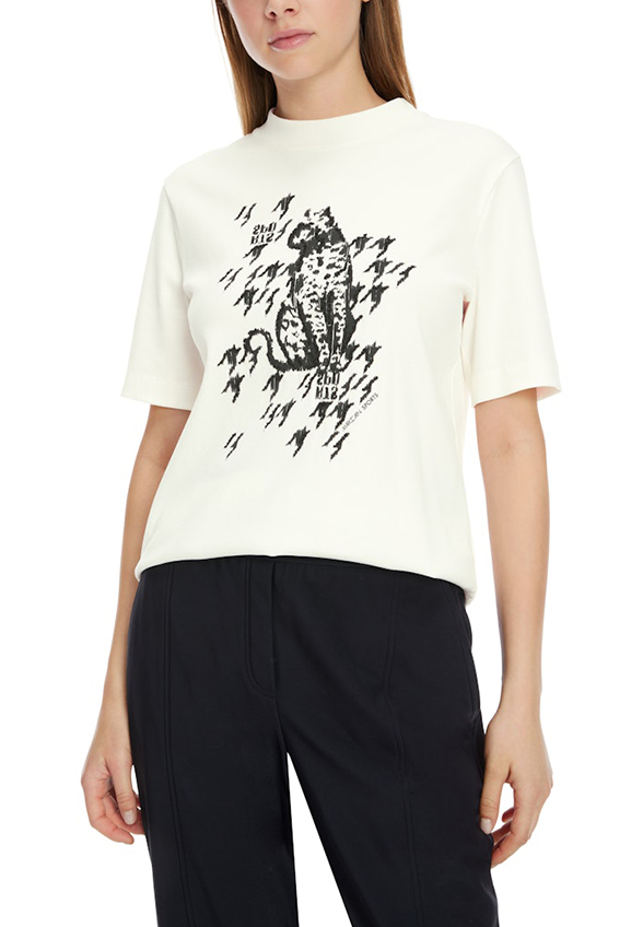 T-SHIRT Z APLIKACJĄ LEO BIAŁY