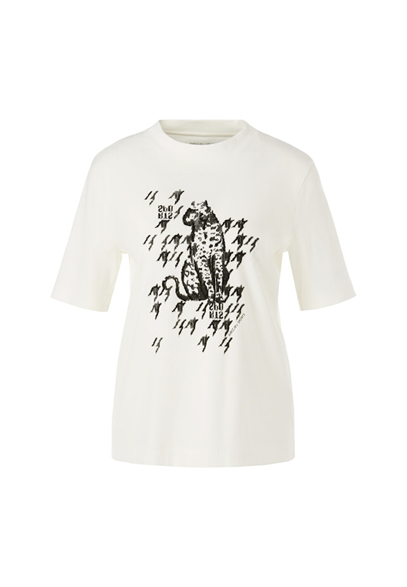 T-SHIRT Z APLIKACJĄ LEO BIAŁY