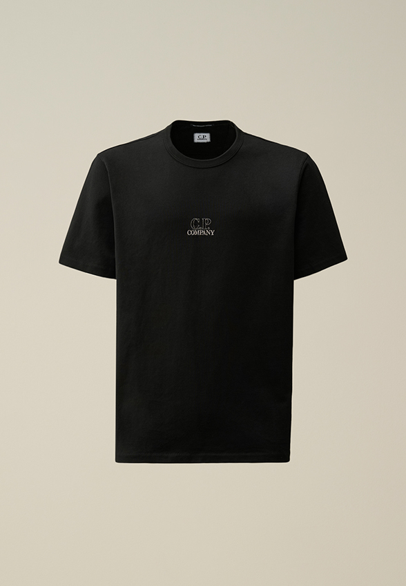 T-SHIRT Z HAFTOWANĄ GRAFIKĄ CZARNY