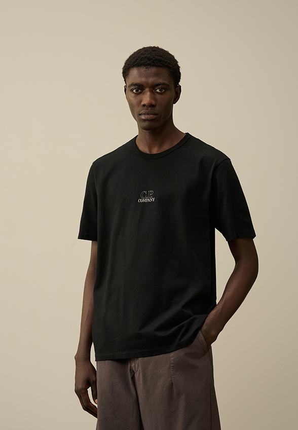 T-SHIRT Z HAFTOWANĄ GRAFIKĄ CZARNY