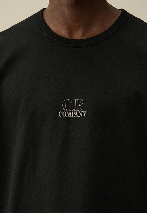 T-SHIRT Z HAFTOWANĄ GRAFIKĄ CZARNY