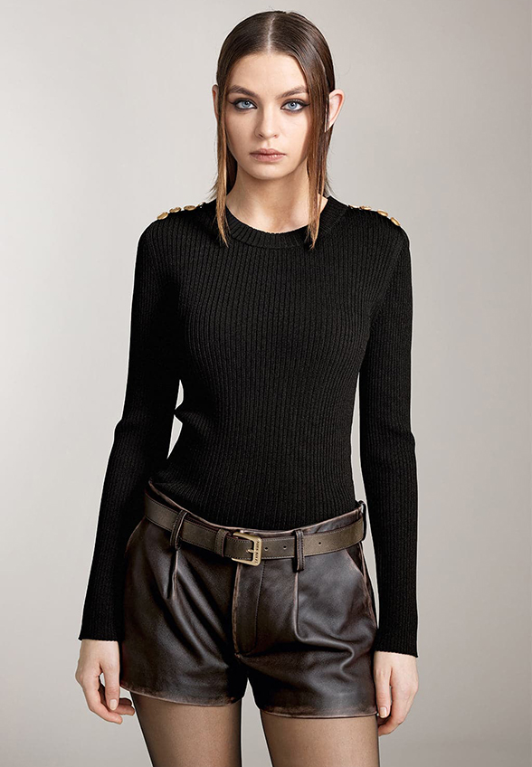 SWETER JEDWABNY Z GUZIKAMI VINTAGE CZARNY