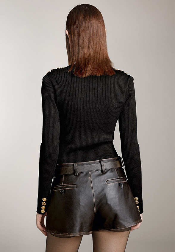 SWETER JEDWABNY Z GUZIKAMI VINTAGE CZARNY