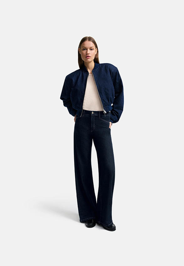 SPODNIE JEANSOWE AMINA WIDE-FIT LONG GRANATOWE
