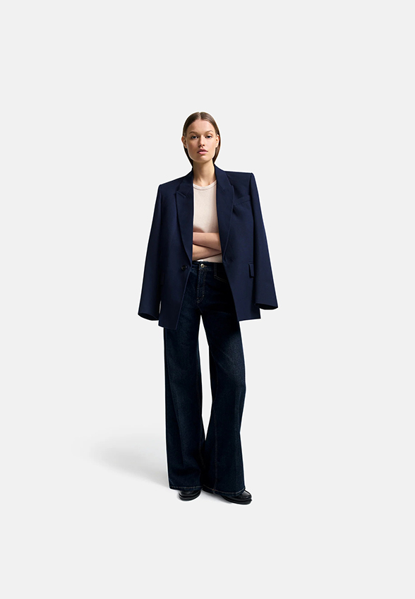 SPODNIE JEANSOWE AMINA WIDE-FIT LONG GRANATOWE