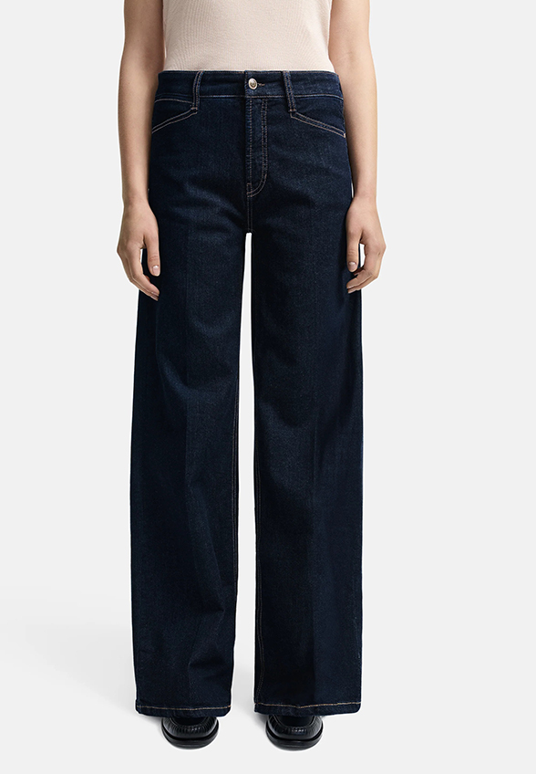SPODNIE JEANSOWE AMINA WIDE-FIT LONG GRANATOWE