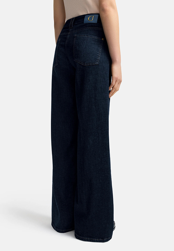 SPODNIE JEANSOWE AMINA WIDE-FIT LONG GRANATOWE