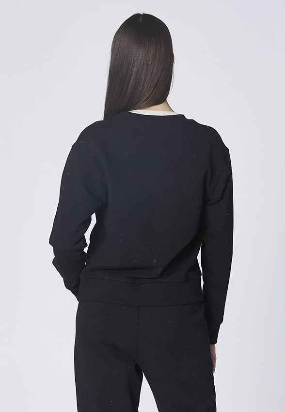 BLUZA Z GUMOWANYM NADRUKIEM CZARNA