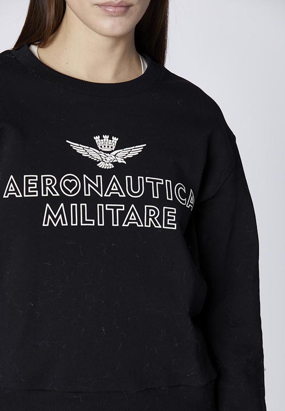 BLUZA Z GUMOWANYM NADRUKIEM CZARNA