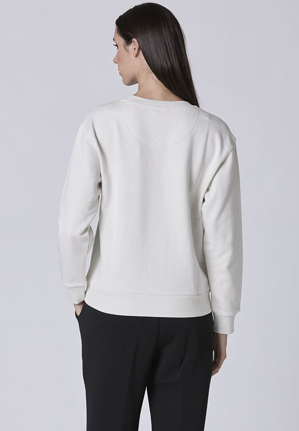 BLUZA Z GUMOWANYM NADRUKIEM KREMOWA
