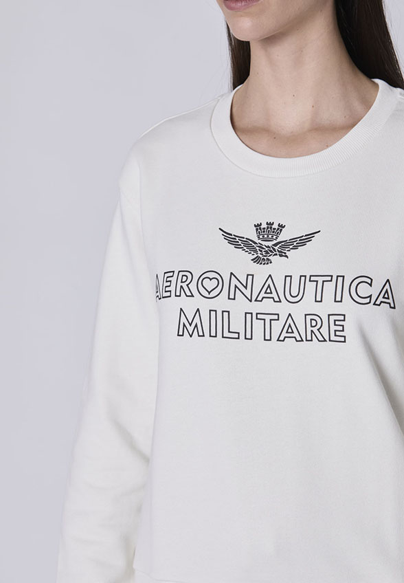 BLUZA Z GUMOWANYM NADRUKIEM KREMOWA