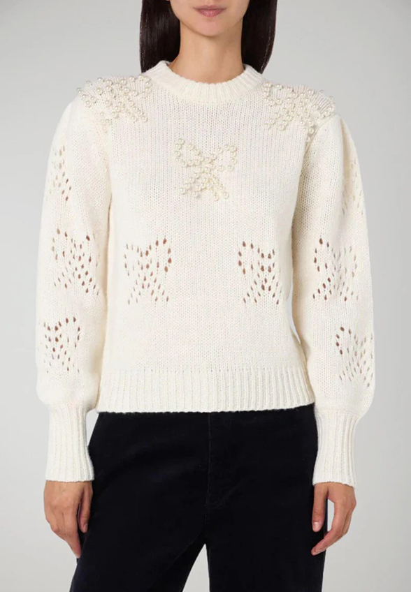 SWETER BLOOM WEŁNIANY KREMOWY
